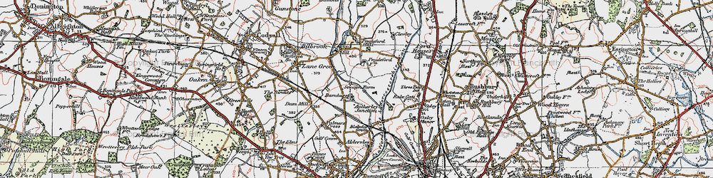 Old map of Autherley Junction in 1921