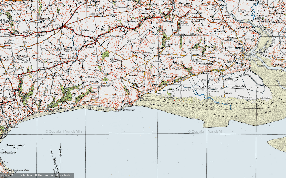 Old Map of Pendine, 1922 in 1922