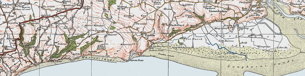 Old map of Pendine in 1922