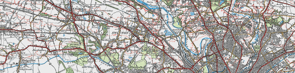 Old map of Pendlebury in 1924