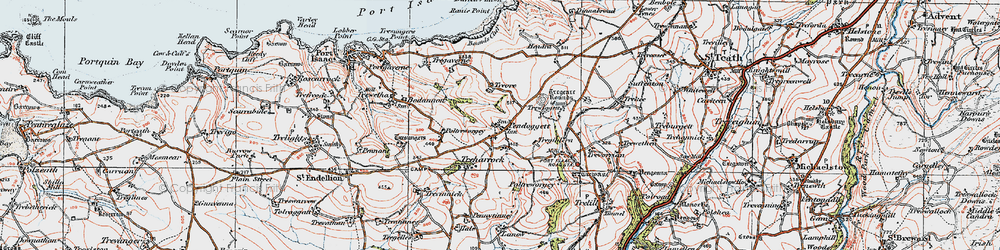 Old map of Pendoggett in 1919