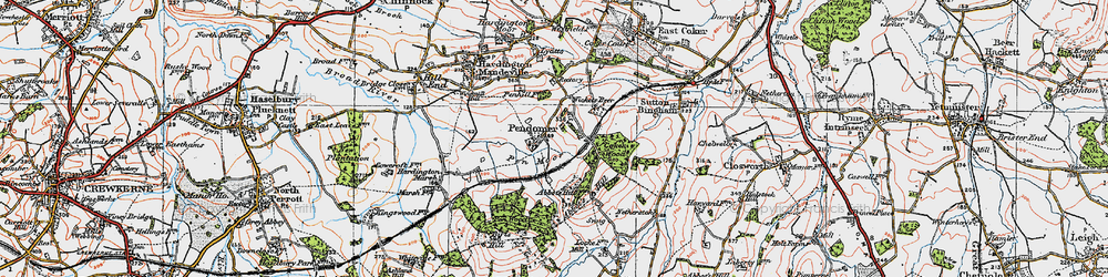 Old map of Pendomer in 1919