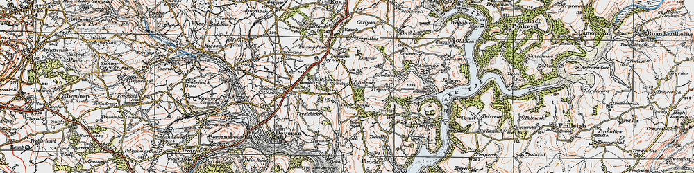 Old map of Penelewey in 1919
