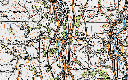 Old map of Pengam in 1919