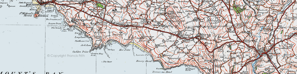 Old map of Pengersick in 1919