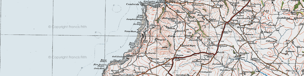 Old map of Pengold in 1919