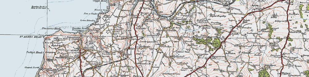 Old map of Penhallow in 1919