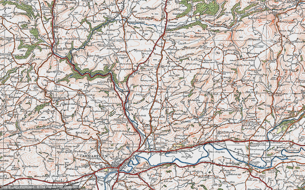 Old Map of Historic Map covering Aberdauddwr in 1923