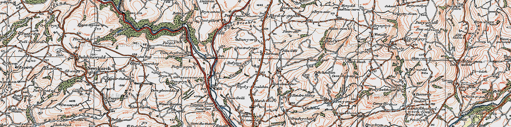 Old map of Afon Gwili in 1923