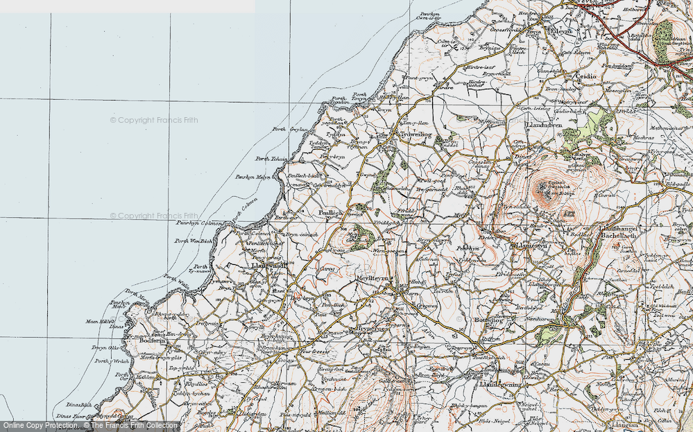 Old Map of Historic Map covering Penllech Bach in 1922