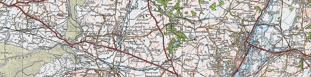 Old map of Penllergaer in 1923