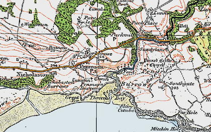 Old map of Penmaen in 1923