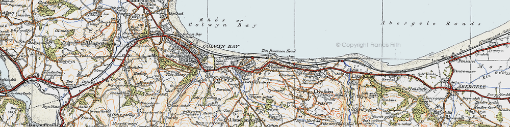 Old map of Penmaen Rhôs in 1922
