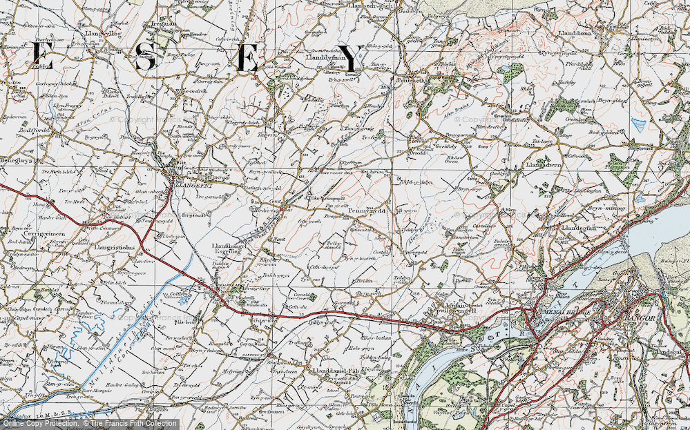 Old Map of Historic Map covering Afon Ceint in 1922