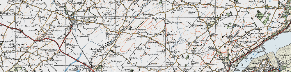 Old map of Afon Ceint in 1922