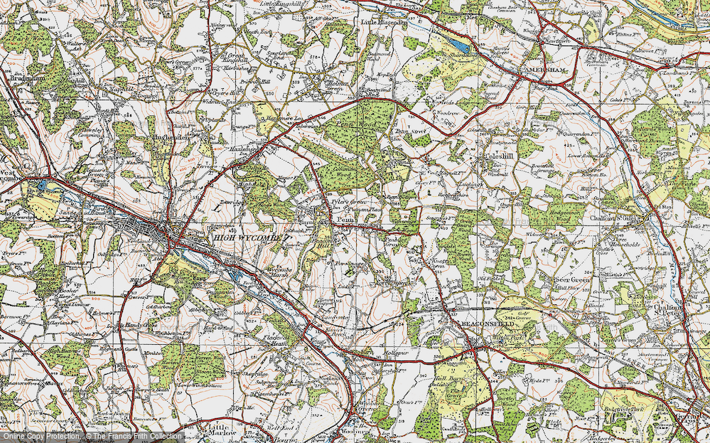 Old Map of Historic Map covering Witheridge Wood in 1920