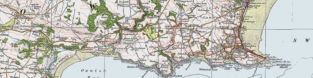 Old map of Pennard in 1923