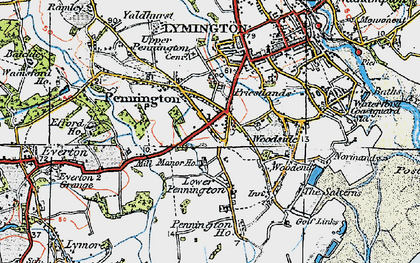 Old map of Pennington in 1919