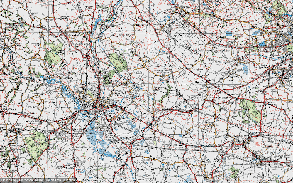 Old Map of Historic Map covering Borsdane Wood in 1924