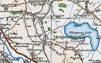Old map of Bryn-llici in 1919