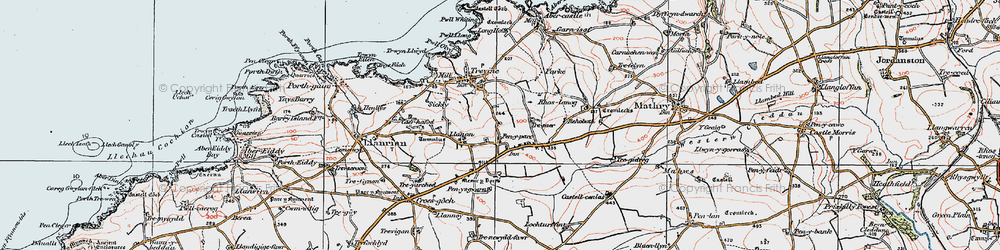 Old map of Penparc in 1922