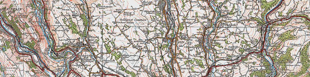 Old map of Penpedairheol in 1919