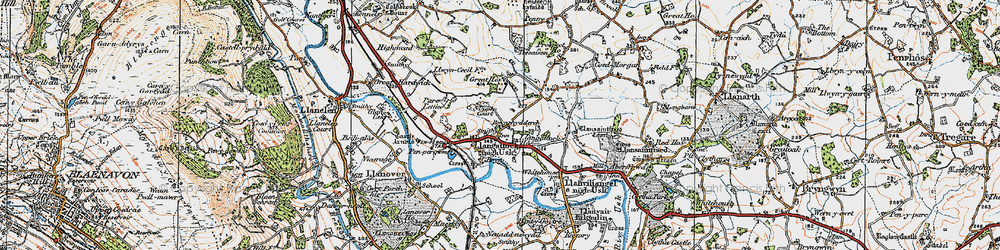 Old map of Brynrhydderch in 1919