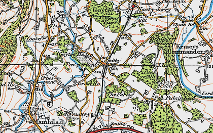 Old map of Penperlleni in 1919