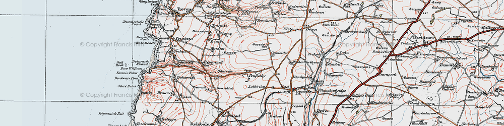 Old map of Penpethy in 1919