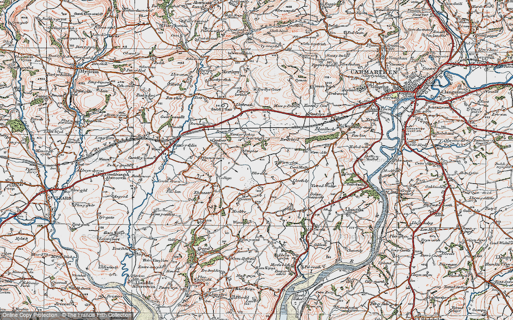 Old Map of Historic Map covering Bragty in 1923