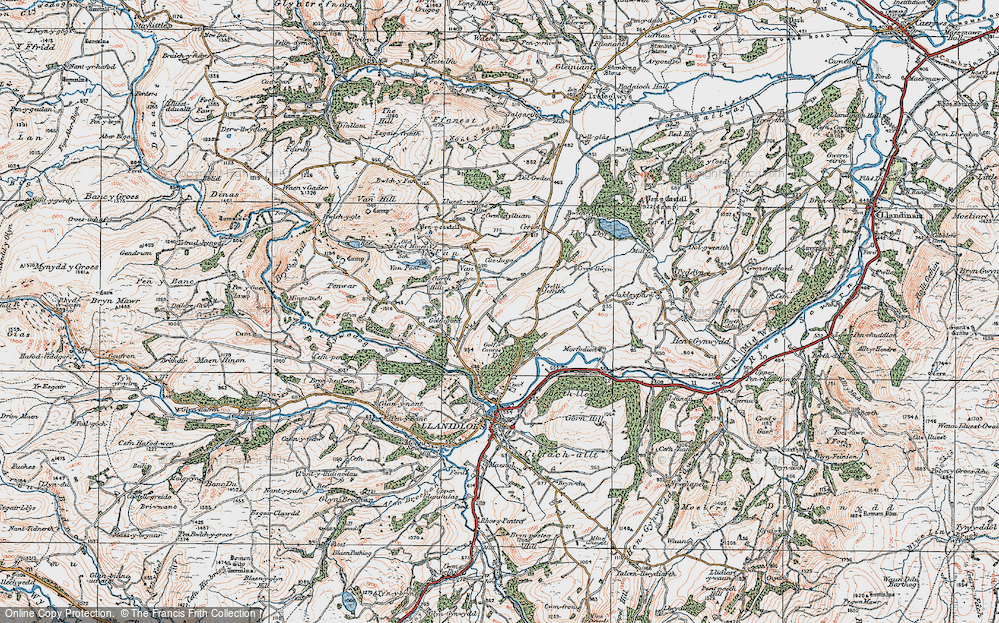 Old Map of Historic Map covering Cefngoleugoed in 1921