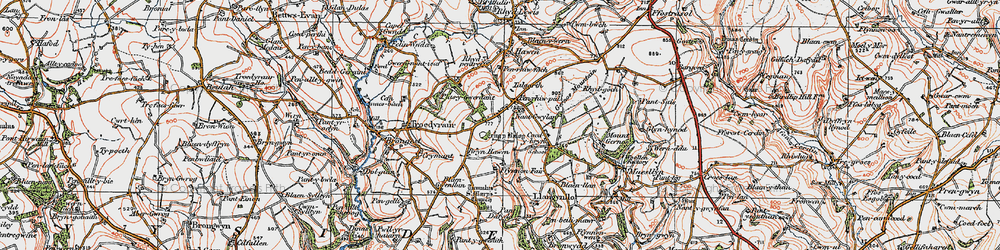 Old map of Blaengwenllan Cross in 1923