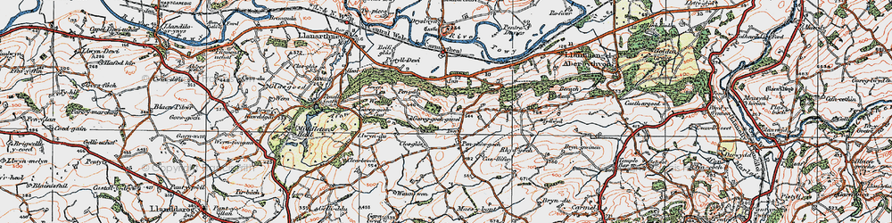 Old map of Afon Gwynon in 1923