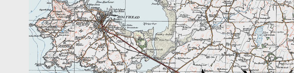 Old map of Beddmanarch Bay in 1922