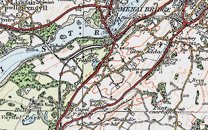 Old map of Treborth Hall in 1922