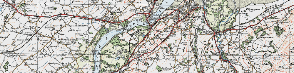Old map of Penrhos-garnedd in 1922