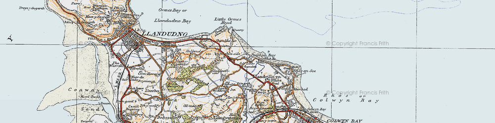 Old map of Penrhyn Bay in 1922