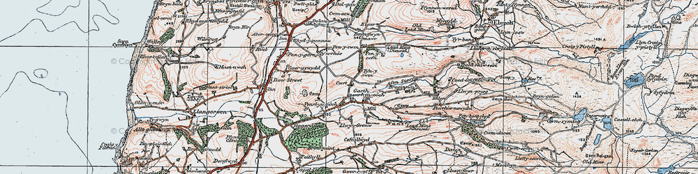 Old map of Penrhyn-coch in 1922