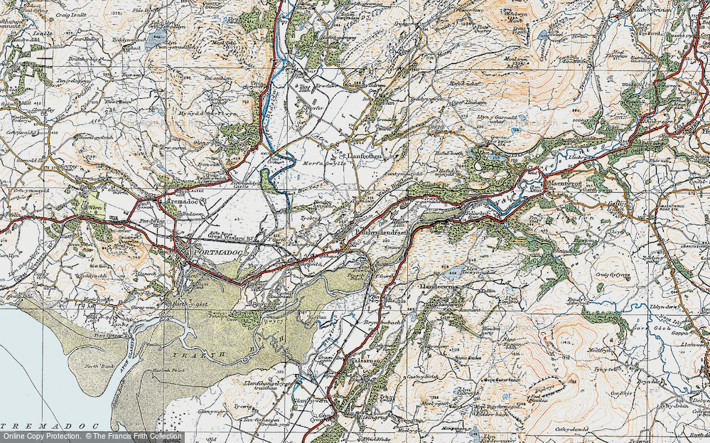 Old Map of Historic Map covering Bryn-Dwyryd in 1922