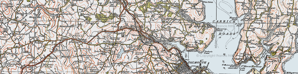 Old map of Penryn in 1919