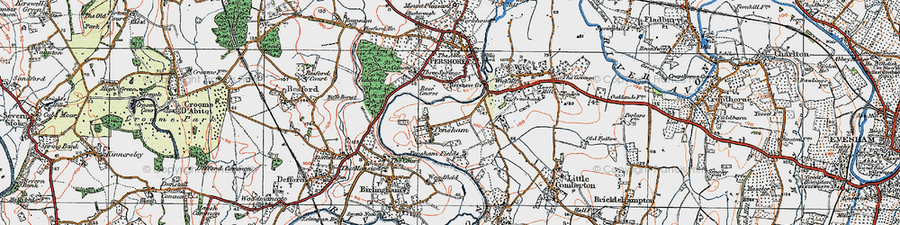 Old map of Pensham in 1919