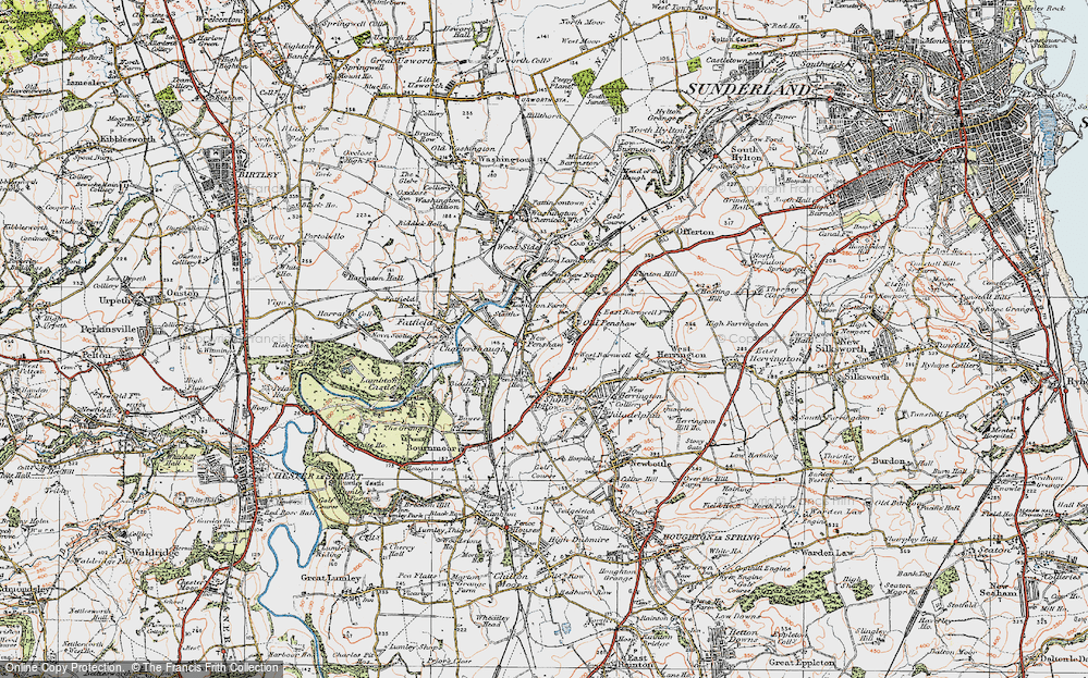 Old Map of Penshaw, 1925 in 1925