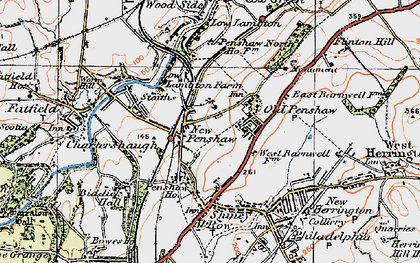 Old map of Penshaw in 1925