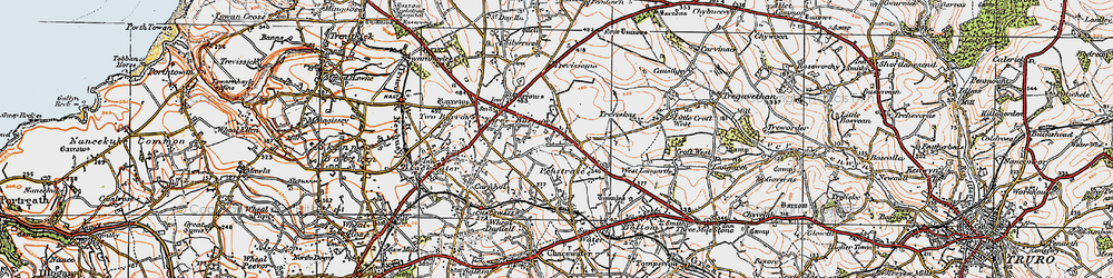 Old map of Penstraze in 1919