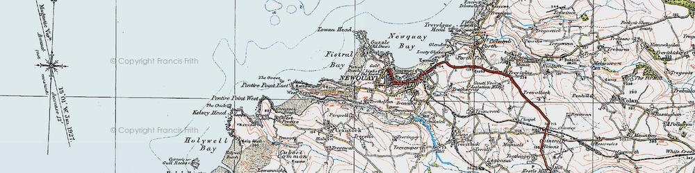 Old map of Pentire in 1919