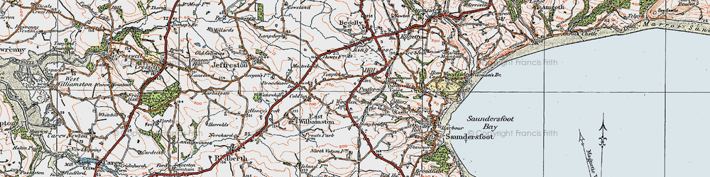 Old map of Pentlepoir in 1922
