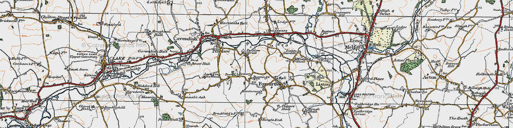 Old map of Pentlow Street in 1921