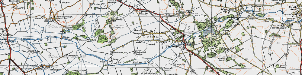 Old map of Pentney in 1921