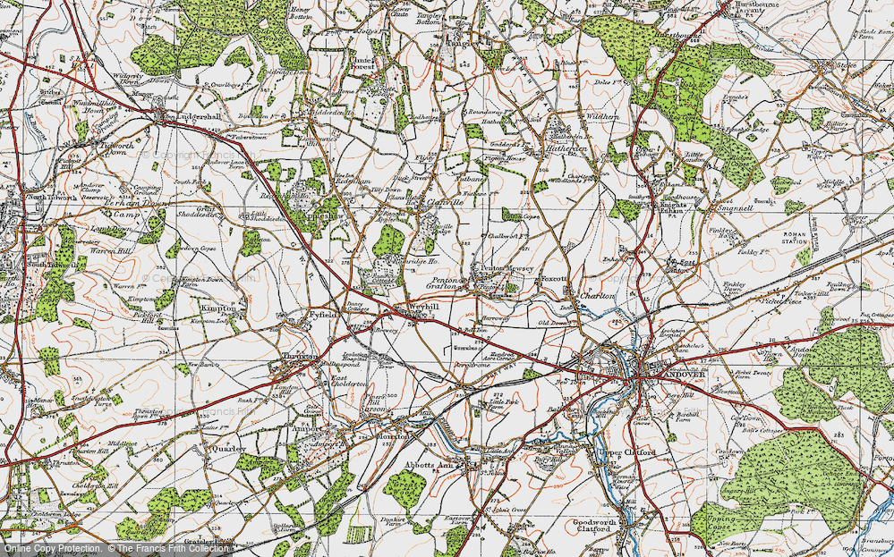 Old Map of Historic Map covering Weyhill Service Area in 1919