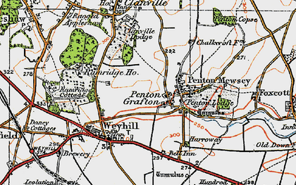 Old map of Weyhill Service Area in 1919